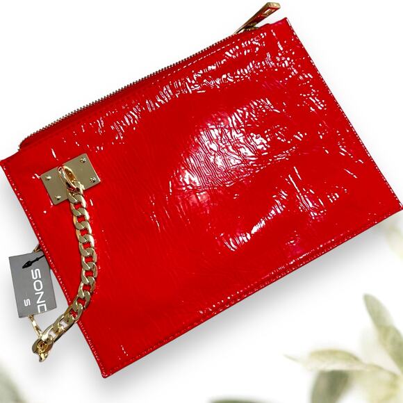 NWT Sondra Roberts Red Clutch Candy Apple Red Clutch - Picture 1 of 5
